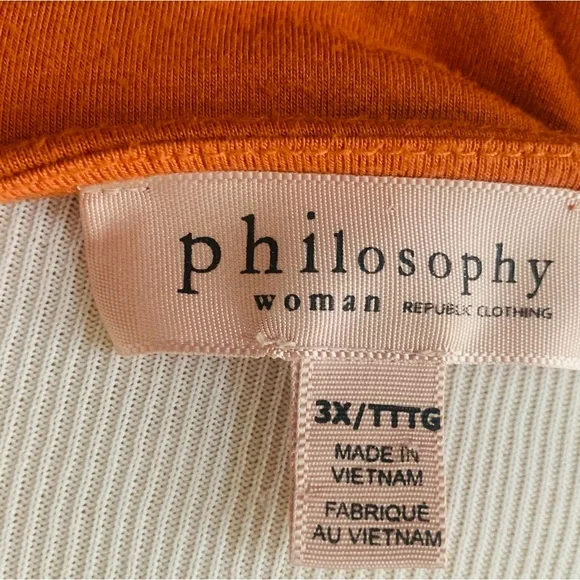 Philosophy Orange Women's Tunic Top 3/4 sleeves… sz 3X 🎃 - Picture 3 of 4